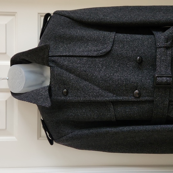 Classic Custom Made Black Grey Belted Wool Trench Coat for Men - Picture 10 of 12